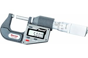 Starrett 3732MEXFL-25 - Micrometro digitale a vite, sistema imperiale/metrico, senza output di dati, 0-25 mm, 0,001 mm (0,00005")