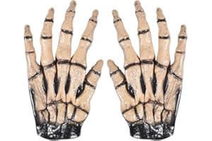 AsyinXson Skelett Handschuhe,Halloween Skelett Hand,Kostümzubehör,Terroristische Partei, Halloween Cosplay, Geeignet für Halloween, Karneval und Mottopartys, Sehr Beliebt Bei Erwachsenen und Kindern