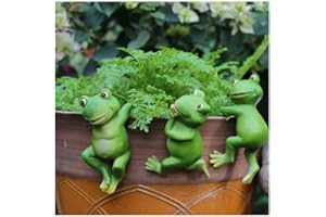 Super Idee Juego de 3 bonitas ranas colgantes para estanque mini estanque juego de decoración para estanque mini estanque terraza cinc macetero jardín balcón terraza estanque maceta decorativa