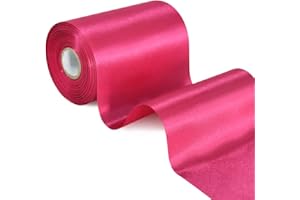 TONIFUL 4 Inch x 22 Yards Rose Red Hot Pink Wide Satin Ribbon Large Solid Fabric Ribbons for Car Wedding Party Decoration Cutting Ceremony Kit Grand Opening Chair Sash Gift Wrapping Floral Craft Hair Sewing