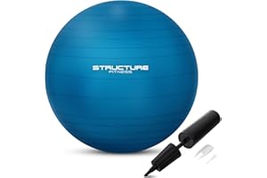 Structure Fitness 65CM Gym Ball Exercise Yoga Swiss Core Fitness - deal for core strength training, stretching, toning, resistance exercise and more- Hand-pump included.