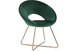 ‎DUHOME Duhome Esszimmerstuhl Schminktisch Stuhl Wohnzimmerstuhl Samt Sessel Küchenstuhl Polsterstuhl mit Gold Metallbeine, Dunkelgrün
