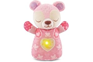 VTech - Mon Ourson Lumi Dodo Rose, Ours en Peluche Bébé, Veilleuse Musicale Nomade, Berceuses, Bruits Blancs et Sons de la Nature, Lavable en Machine, Cadeau de Naissance - Contenu en Français