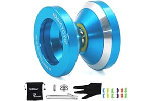 MAGICYOYO N8 Jojos Pro Jojo Responsive & Unresponsive Yoyo für Kinder, Teen, Erwachsene Geschenk – Anfänger bis Profis Jo-Jo Metall mit Jo Jo Unresponsive Lager+ Entferner & 12 Jo-jos-Saiten Set, Blau