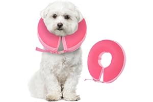 PUZAUKAL Collerette pour Chien Gonflable Collier de Récupération Chien Anti Lechage Ajustable Collier de Protection pour Chien Anti-Morsure Après la Chirurgie,Rose-M