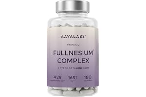 Magnesiumtillskott [425 mg elementärt magnesium] - 180 Kapslar - med Malat, Citrat, Kelaterat Bisglycinat, Taurat & Oxid - Hög Styrka & Absorbering - För energi, muskler och ben - Veganskt