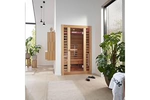 HOME DELUXE - cabine infrarouge REDSUN M DELUXE - 120 x 105 x 190 cm - pour 2 personnes, 5 radiateurs à spectre complet, bois : pruche I sauna infrarouge, sauna, cabine chauffante, infrarouge