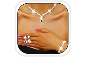 Reaky Bridal Jewelry Sets Silver Rhinestone Necklaces 3 Pcs Crystal Necklace Jewelry Set Bride Wedding Accessories for Women