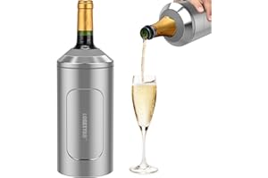 ITSLIFE Refrigeratore per Bottiglie Vino, Champagne, Spumante, 750ml Raffredda Bottiglie Vino Portatile con Coperchio, glacette per Vino in Acciaio Inox, Regali per Gli Amanti del Vino (Argento)
