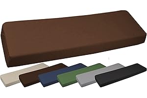 THEWHITEWATER LIMITED TheWhiteWater Garden Bench Cushion - Patio Pub Furniture Bench Seat Pad – 170 x 52 x 6 CM – 4 Seater Weather & Water Resistance Fabric – Long Garden Chair Cushion Outdoor/Indoor (Brown, 4 Seater)