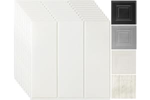 Trafagala White Wooden Panels Tongue and Groove Panelling Peel and Stick Wall Panels Self Adhesive Foam White Panel Wallpaper Waterproof Ceiling Tiles Kitchen Bathroom Decorations 3MM Thick