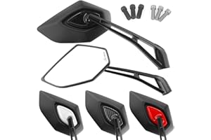 Area1 Coppia di specchietti retrovisori universali per moto, omologati, 2 x filettatura M10 + adattatore sinistro, adatto a Duke, SMC/R Z900 Z750 Z650 (nero)