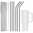 6 Pack Stainless Steel Straw Replacement 40 oz for Stanley Adventure Travel Tumbler, Reusable Straws with Cleaning Brush Compatible with Stanley 40oz Stanley Cup Tumbler