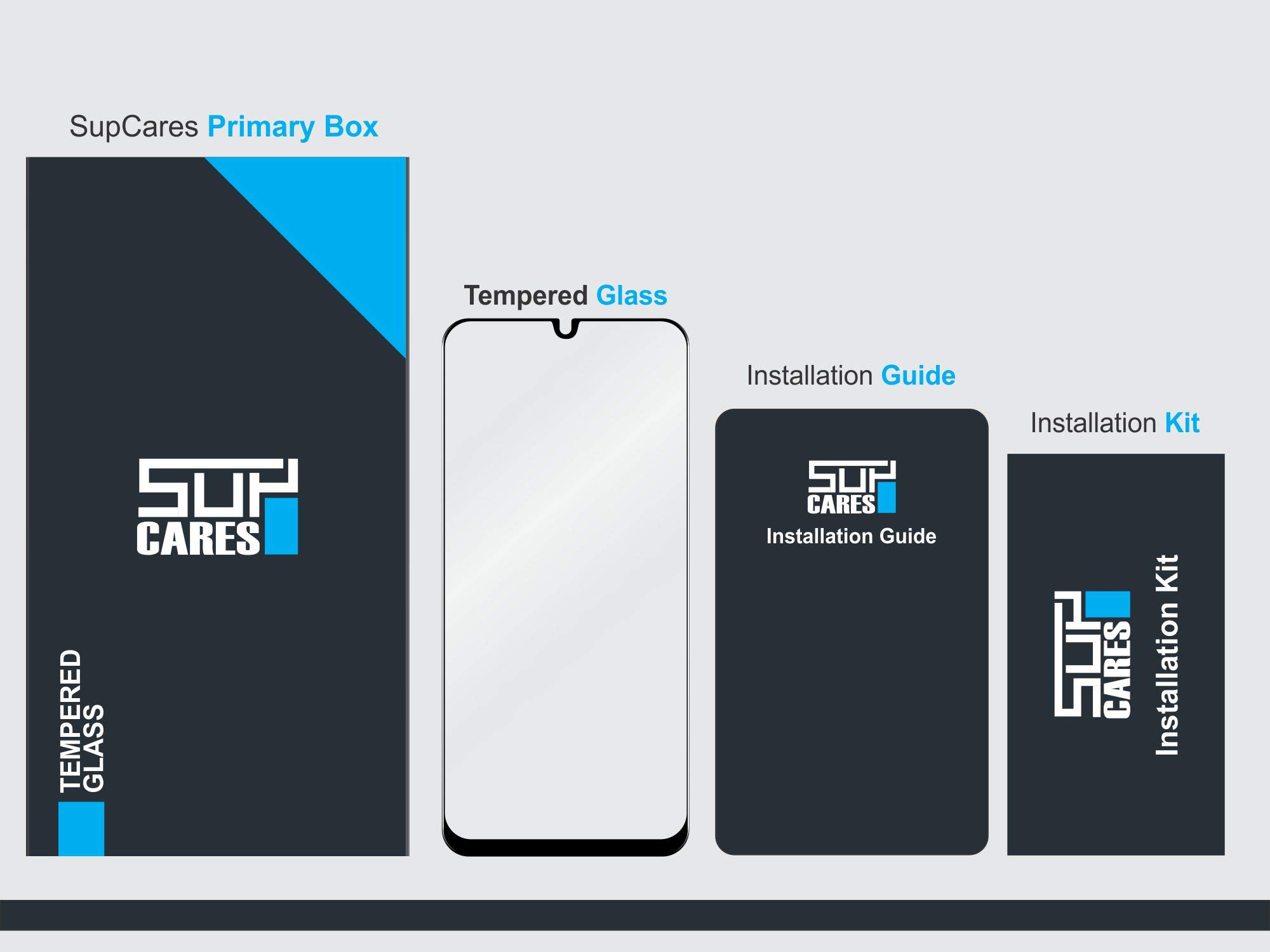 SupCares Edge To Edge Tempered Glass For Samsung Galaxy F41 / M21 / M31 / M30S / M30 / A30 / A50 / A50S With Easy Self Installation Kit | Black for Smartphone - Image 9