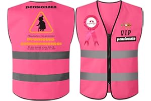 Scettar Divertente Gilet per La Pensione+Spilla per La Pensione,Regalo Annuale per i Pensionati,Gilet Riflettente ad Alta Visibilità,Regalo per la Festa di Pensionamento per Le Donne