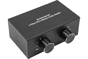 Sarini RCA L/R Audio Switch 4(2) in 2(4) out Dubbelriktad Noiseless Stereo Audio Splitter Box för Högtalarhörlurar Soundbar P