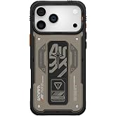 iPhone 17 Pro Max ile Uyumlu Kılıf Mag-Şarj &Ouml;zellikli Desenli Airbag Tasarımlı Standlı Skinarma Aegis Kapak (Gri)