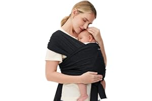 Momcozy Echarpe de Portage Bebe pour les Nouveau-nés Jusqu'à 50 lb, Réglable pour les Tailles XXS-XXL, Sans Noeud Avant/Arrière Ergonomique, Noir