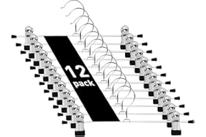 WEIDMAX Perchas para Pantalones Perchas de Falda Cromadas Fuertes Perchas con Clips Antideslizantes 28cm (11"), Perchas Metálicas para Pantalones, Faldas, Calcetines, Paquete de 12