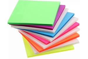 COEAYO 300 PCS Transparent Sticky Notes - Colorful Waterproof Post It Notes, 75mm*75mm Color for Students, Reading, Learning, School and Office Annotating, 50 Notes Per Pad