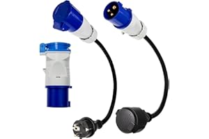 AFELD ELEKTRO 3X CEE Adapter Adapterleitung CEE auf Schuko Schuko auf CEE CEE-Adapterstecker, 230V 16A für Camping & Wohnmobil