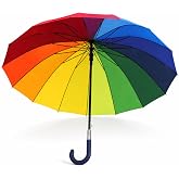 SHANN Classic Large Automatic Long Umbrella Windproof Waterproof Curved Handle Large Elegant for Men and Women