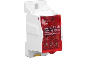 Uadme Morsettiera Distribuzione, UKK-125A C45 Scatola di Distribuzione Terminale, Morsettiera Guida Din, per Quadro Elettrico Scatola di Giunzione, Rosso