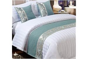 BARDYS Bed Runners And Matching Cushions Set, Cotton And Linen Jacquard Scarves Bed Runners Hotel Bed Scarf Bedding Bed Towel Bedspread Protection For Living Room Bedroom ( Color : Green , Size : Cushion cov