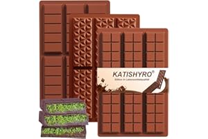 KATISHYRO 3 Stück Schokoladenform Silikon, 6 Bars Schokoladenform Silikon Tief, Antihaft Dubai Schokoladenform für Dubai Schokolade Bar Pistazie, Süßigkeiten, Schokolade Snacks, Milchschokolade Bar