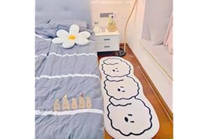 POPUPWAVE Area Rugs for Bedroom 40 * 120 cm, Washable Cute and Funny Kids Pets Rug Modern Printed White Irregular Shape Entryway Rug (Three dogs)