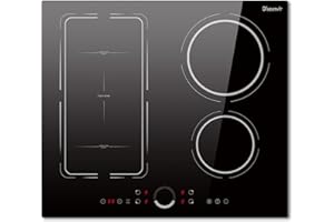 Piano Induzione 4 fuochi 7200W, Piano Cottura Induzione Flexible Zone Disaenvir, Piastra Induzione 60cm incasso, Funzione Boost, 9 Livelli, Controllo touch, Timer, Anti-Touch-Funktion