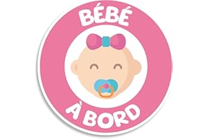 BRATIKI Autocollant Bébé à Bord 15 x 15 cm pour Voiture, Signal de Sécurité, Sticker Bébé Fille, Disque Bébé à Bord, Visibilité Optimale en toutes circonstances, Waterproof et résistant au intempéries