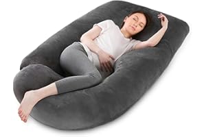Otauoaea Cuscino Gravidanza - Cuscino Gravidanza per Dormire a Forma di J- Cuscino per Allattamento e Gravidanza - con Federa in Velluto Sfoderabile e Lavabile - 145x70cm(Grigio scuro)