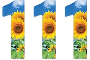 Pack of 3 Sunflower Wheelie Bin Stickers Numbers - 1 ideal for Kindergartens, Refrigerators, Our Doors V1091 Packwith®