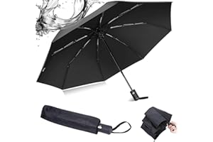 Fenansion Parapluie Pliant Enfant Homme Automatique Parapluie Inversé, Grand Parapluie Femme Ombrelle Parapluie Compact Noir Anti-UV Soleil Parapluies Pliants Anti Tempete