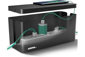 ACROPAQ Cable tidy box - Keep your cable tidy, Medium (32 x 13 x 13 cm), Waterproof, Non-slip - Cable management box, Cable box, Extension lead cover box, Cable box tidy - Black/Medium