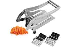 Yusheng Coupe-Frites en Acier Inoxydable,Coupe-Frites Manuel | Coupe-légumes Coupe-Frites, Comprend Une Lame 2/4 et Une Base d'aspiration antidérapante