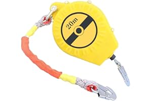 VFDZ Dispositivo Anticaduta Retrattile, Imbracatura di Sicurezza Anticaduta, Cordino di Sicurezza Anticaduta con Gancio In Acciaio Autobloccante per L'arrampicata e Il Lavoro In Quota(Size:20m)