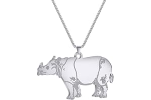 LUTAKU Collier avec pendentif rhinocéros pour femme, chaîne à breloques en acier inoxydable, accessoires de bijoux animaux
