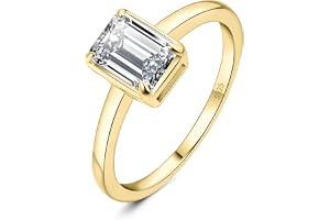 JewelryPalace Classic Smaragdslipad 1ct Moissanite Solitaire Löftesring Dam, Smyckeset, Förlovningsring Silver 925 Med Sten K