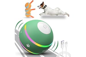 BARHOMO OULUXYLS Dog Balls,The 3rd Generation Interactive Toys for Puppy/Small/Medium/Large Dogs,Improved Dog Rolling Effect Tennis Ball with Strap, Tough Motion Activated Automatic Moving Dog Toys (Green)