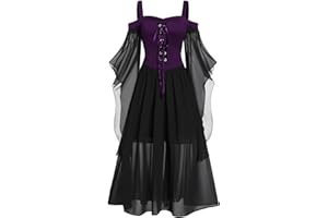 CHDIRNELY Medieval Costume Women,Gothic Clothes Renaissance Dress Plus Size UK Steampunk Corset Dress Fancy Dresses Long Maxi Dress Christmas Halloween Costumes