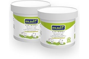 DR. EASY DR.EASY Pet Eye Wipes 240Ct for Dog Cat Horse & Rabbit,Tear stain remover,Puppy Kitty eye wash,Remove dirt crust dried mucus discharge secretions, Unscented soft & gentle,Plant Based Formula