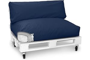 Spatium Jumbo XXL Palettenkissen Set abnehmbar Bezug wasserdicht gesteppt Palettenpolster Palettenauflage Palettensofa (Dunkelblau, 2er Set)