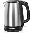 Aigostar Wasserkocher Edelstahl 1,7 L, 2200W Elektrischer Wasserkocher mit Kalkfilter, Kabellos, Abschaltautomatik, ideal für