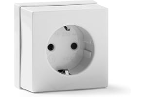 FAMATEL – Toma de corriente con TTL | 65 x 65 mm |Superficie | 16A | 250V | Fácil instalación | Serie 5000 | Blanco.