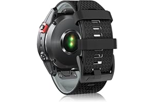 SumRioo QuickFit 26 mm Correa para Garmin Fenix 8/8 Solar 51mm/7X Pro Solar/7X Pro/7X/6X Pro/6X/5X Plus/5X, Pulsera de Silicona para Garmin Fenix 3/3HR, Epix 2 Pro 51 mm, Tactix Delta, Negro/Gris