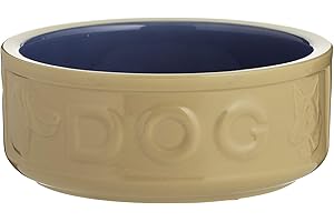 Mason Cash Cane & Blue Dog Bowl 18 cm Ceramic Pet Food & Water Bowl for Medium & Large Dogs, 1.2 Litre Capacity, Non Tip, Dishwasher, Freezer & Microwave Safe