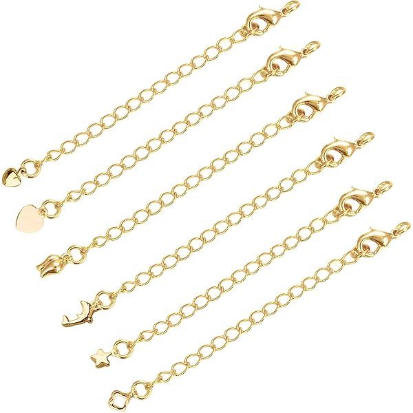 6 Extender Per Collana In Acciaio Inossidabile Placcato Oro - Prolunga Catene Per Gioielli Fai Da Te Con Moschettone E Chiusura Regolabile - Foto 2