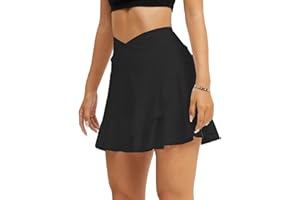 HAWILAND Women Tennis Skirt Athletic Skirts with Shorts Pleated Skirt with Pockets V Waist Skort Workout Golf Skorts